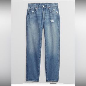 High Rise Distressed Mom Jeans with Washwell